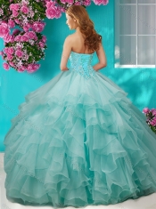 Decent Beaded and Ruffled Layers Quinceanera Gown with Halter Top