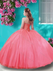 Discount Really Puffy Beaded and Ruffled Quinceanera Dress with Floor Length