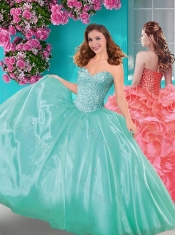 Discount Really Puffy Beaded and Ruffled Quinceanera Dress with Floor Length