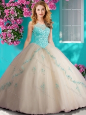 Elegant Beaded and Applique Quinceanera Dress with See Through Scoop