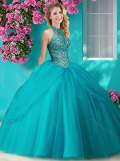 Elegant Halter Top Beaded and Applique Quinceanera Dress in Orange Red