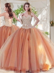 Exclusive Beaded Really Puffy 15th Birthday Dress in Orange