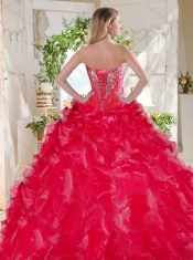 Fashionable Visible Boning Big Puffy 15th Birthday Dress with Beading and Ruffles