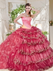 Gorgeous Beaded and Ruffled Big Puffy Classical Quinceanera Dress in Rainbow