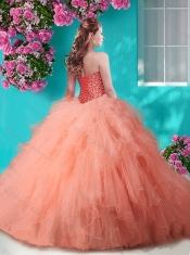 Gorgeous Beaded and Ruffled Big Puffy Quinceanera Dress in Champagne