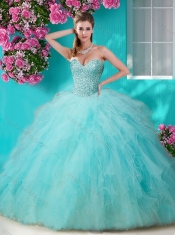 Gorgeous Beaded and Ruffled Big Puffy Quinceanera Dress in Champagne