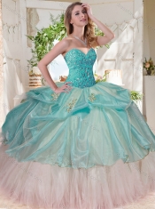 Gorgeous Beaded Bodice and Applique Big Puffy Classical Quinceanera Dress for 2016