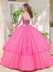 Lovely Ruffled Layers Sweet 16 Dress with Beaded Bodice in Pink