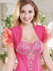 Luxurious Applique and Beaded Red Sweet 16 Dress with See Through Sweetheart