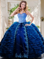 Luxurious Beaded and Applique Royal Blue Quinceanera Dress in Taffeta and Tulle Luxurious Beaded and Applique Royal Blue Quinceanera Dress in Taffeta and Tulle