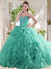 New Arrivals Rolling Flowers Mint Cheap Quinceanera Dress with Beading