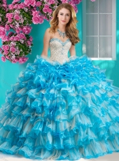 Romantic Beaded and Ruffled Layers Quinceanera Dress with Really Puffy