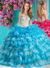 Romantic Beaded and Ruffled Layers Quinceanera Dress with Really Puffy