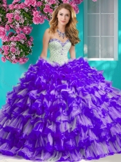 Romantic Beaded and Ruffled Layers Quinceanera Dress with Really Puffy