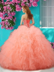 Romantic Beading and Ruffles Halter Top Quinceanera Dress with Puffy Skirt