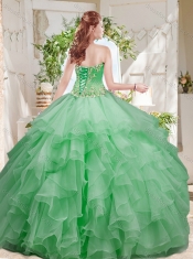 Wonderful Beaded and Ruffled Layer Big Puffy Cheap Quinceanera Dress in Baby Pink