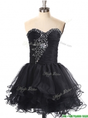 2016 Best Selling Beaded Black Prom Dress in Organza