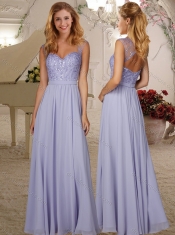 Beautifu See Through Beaded Lavender Dama Dress in Chiffon