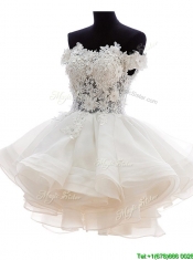 Classical Off the Shoulder White Prom Dress with Appliques