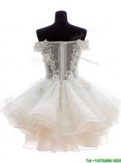 Classical Off the Shoulder White Prom Dress with Appliques