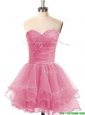 Exclusive Lace Up Organza Short Prom Dress with Beading