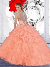 Fashionable Straps Orange Quinceanera Dress and Latest Square Mini Quinceanera Dress and Classical Beaded and Ruffled Prom Dress and Beautiful Tulle Short Dama Dresses