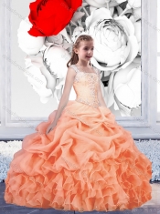 Fashionable Straps Orange Quinceanera Dress and Latest Square Mini Quinceanera Dress and Classical Beaded and Ruffled Prom Dress and Beautiful Tulle Short Dama Dresses