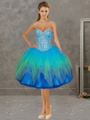 Gorgeous Rainbow Big Puffy Detachable Quinceanera Gowns with Beading
