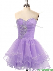 Hot Sale Organza Lace Up Beaded Prom Dress in Lavender