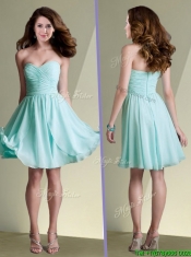 New Arrivals Empire Ruched Chiffon Short Dama Dress in Aqua Blue