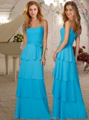 Romantic Belted and Ruffled Layers Dama Dress with Spaghetti Straps