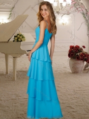 Romantic Belted and Ruffled Layers Dama Dress with Spaghetti Straps