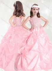 Adorable Beaded and Pick Ups Little Girl Pageant Dress with Straps