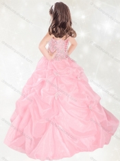 Adorable Beaded and Pick Ups Little Girl Pageant Dress with Straps
