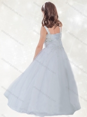 Adorable Straps A Line Little Girl Pageant Dress with Beading