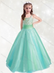 Adorable Straps A Line Little Girl Pageant Dress with Beading
