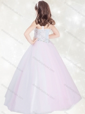 Adorable Straps Beaded Little Girl Pageant Dress in Aqua Blue
