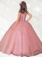 Adorable  Straps Beaded Little Girl Pageant Dress in Watermelon Red