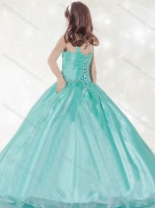 Adorable  Straps Big Puffy Mint Little Girl Pageant Dress with Beading and Ruching