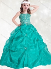 Adorable Straps Really Puffy Little Girl Pageant Dress with Beading and Pick Ups