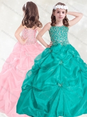 Adorable Straps Really Puffy Little Girl Pageant Dress with Beading and Pick Ups