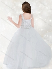 Adorable Straps Sequins Little Girl Pageant Dress with Ruffles Inside