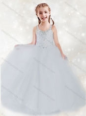 Adorable Straps Sequins Little Girl Pageant Dress with Ruffles Inside
