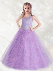 Adorable Straps Sequins Little Girl Pageant Dress with Ruffles Inside