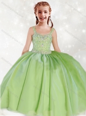 Adorable  White Straps Little Girl Pageant Dress with Beading