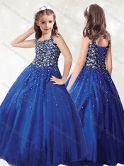 Affordable A Line Straps Little Girl Pageant Dress with Beading