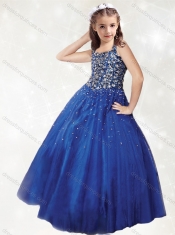 Affordable A Line Straps Little Girl Pageant Dress with Beading