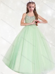 Affordable Halter Top Beaded Mini Quinceanera Dress in Apple Green