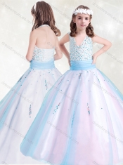 Beautiful V Neck Rainbow  Mini Quinceanera Dress with Beading