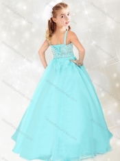 Gorgeous Beaded Straps Mini Quinceanera Dress in Aqua Blue